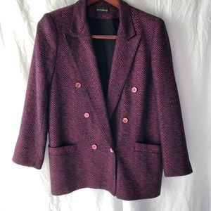 Fuchsia and black herringbone blazer sz 11/12